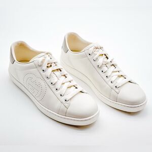 Gucci Ace GG Interlocking Logo Low Top Women Sneakers White Leather EU38 US8